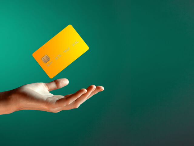 Close,Up,Female,Hand,Holds,Levitating,Template,Mockup,Bank,Credit
